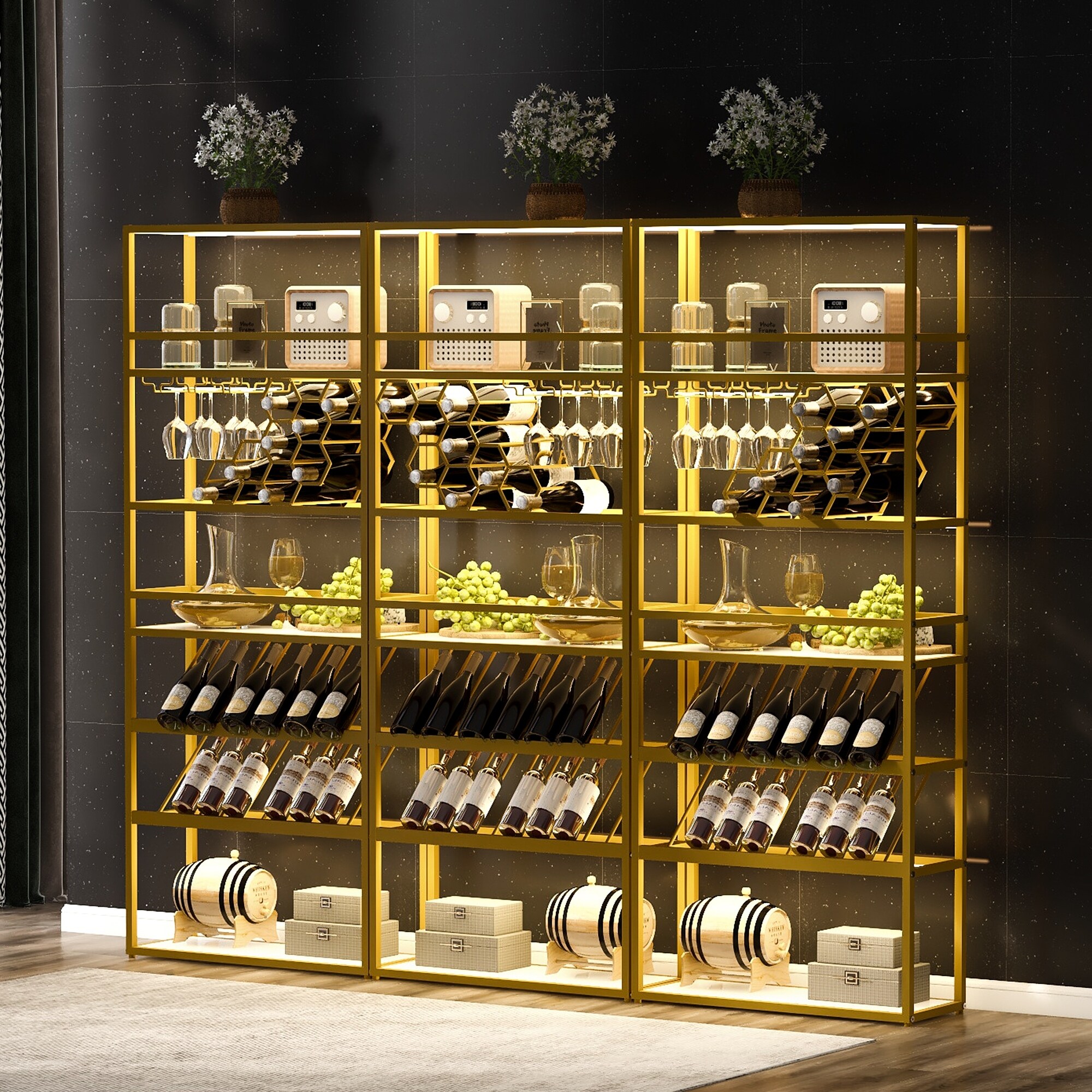 Gold wine rack standing 2025